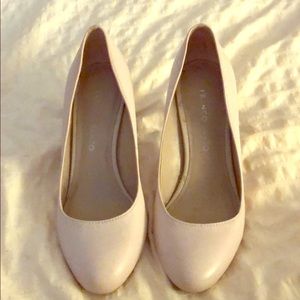 Franco Sarto off white heels with wooden heel